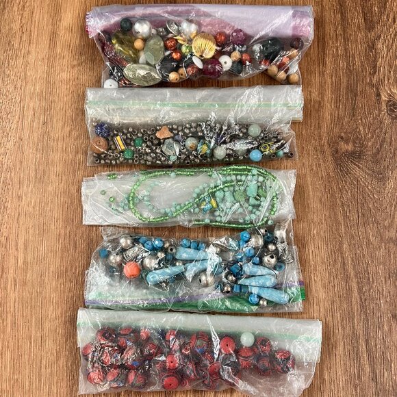 Bead Jewelry Making Craft Lot- Stone, Clay, Metal - Picture 1 of 8